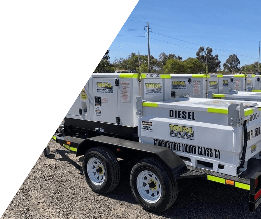 A row of diesel generators