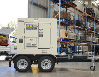 45kVA Trailed mounted generator in the warehouse